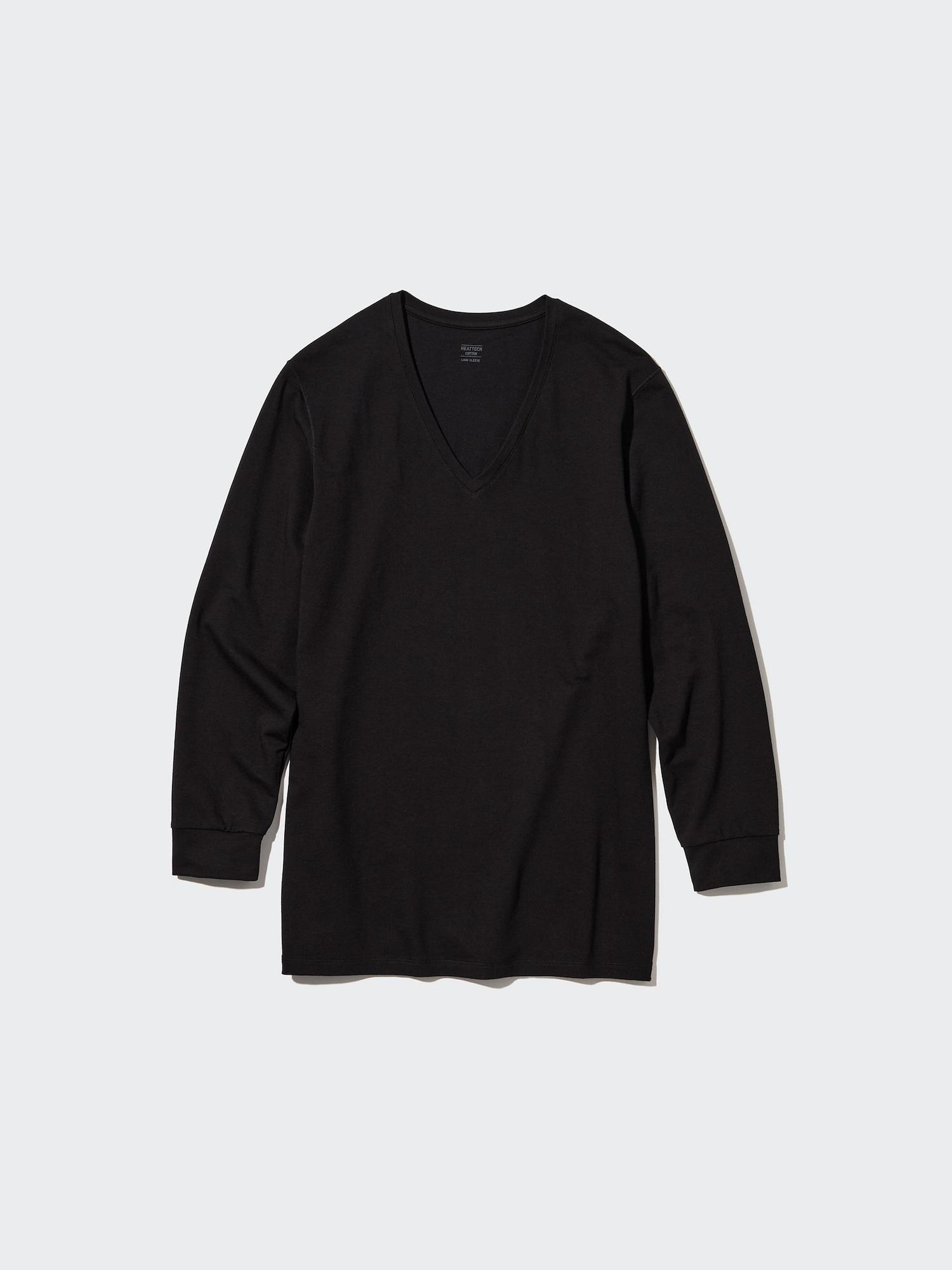 

UNIQLO JAPAN HEATTECH ХЛОПОК С V-образным вырезом ОЧЕНЬ ТЕПЛЫЙ НОЧНОЙ РУКАВ 09 BLACK/S