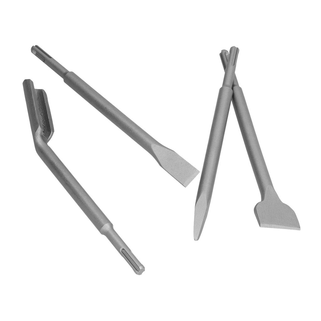 4PCS Chisel Hammer Drill Bits Concrete Hammer Bits Set Includuing Flat Chisel Point Chisel and