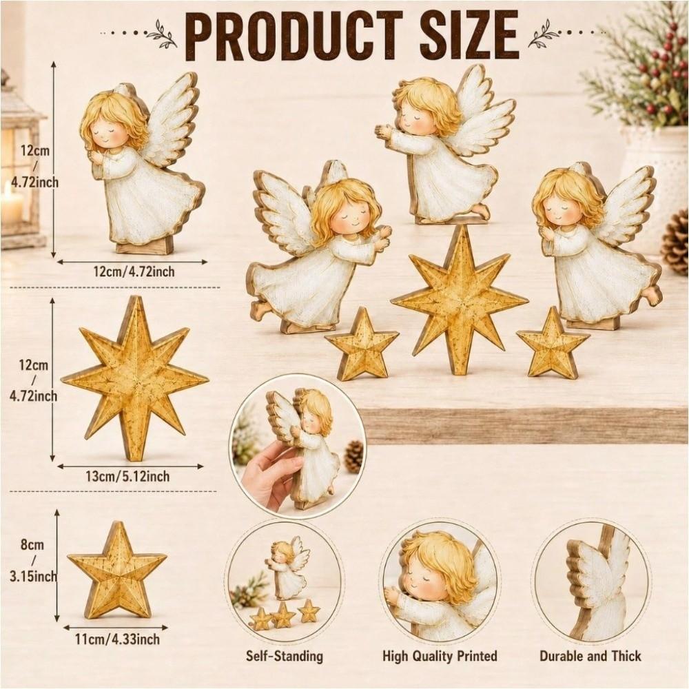 1 Set White and Gold Christmas Tabletop Ornaments Wooden Decor Set Christmas Decor