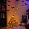 Vintage Style Halloween Ornament 5.5 Ft Giant Light-up Witch Broom, Twig Broom with String Light, Rustic Farmhouse Fall Decorations Decoration