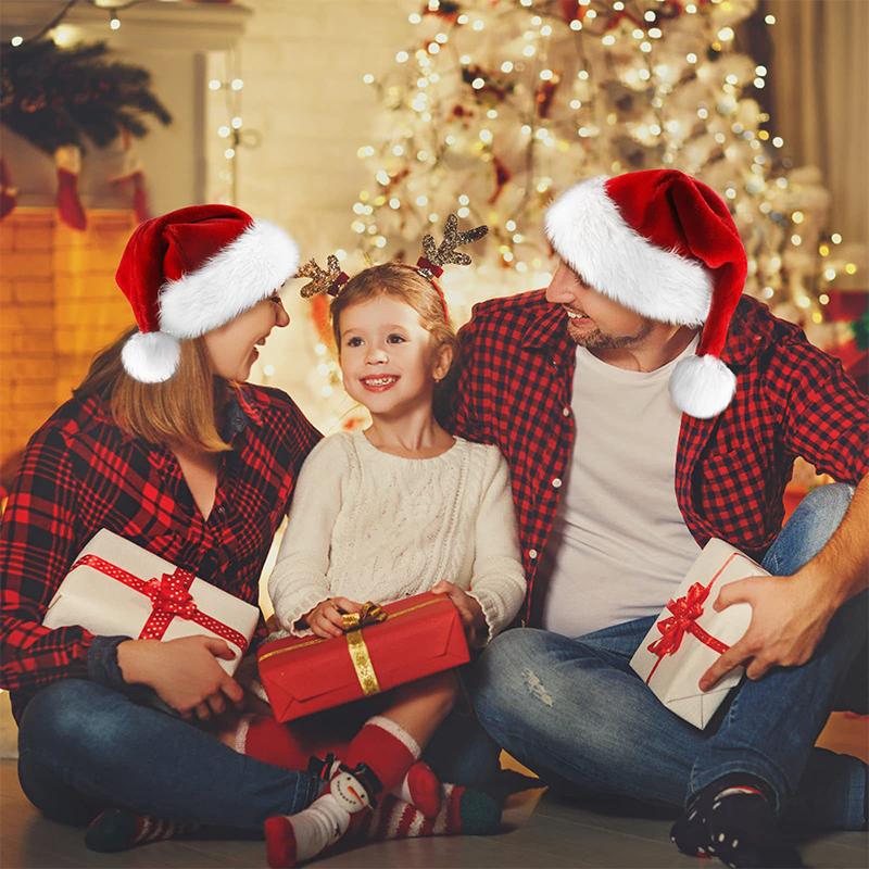 Christmas Plush Hat Santa Novelty Hat Kids Christmas Clothing Accessory Dress-Up Decor Prop For Santa Claus Gift Party Supplies