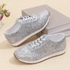 2025 Women's Plus Size Sequined Lace-up Casual Sport Shoes