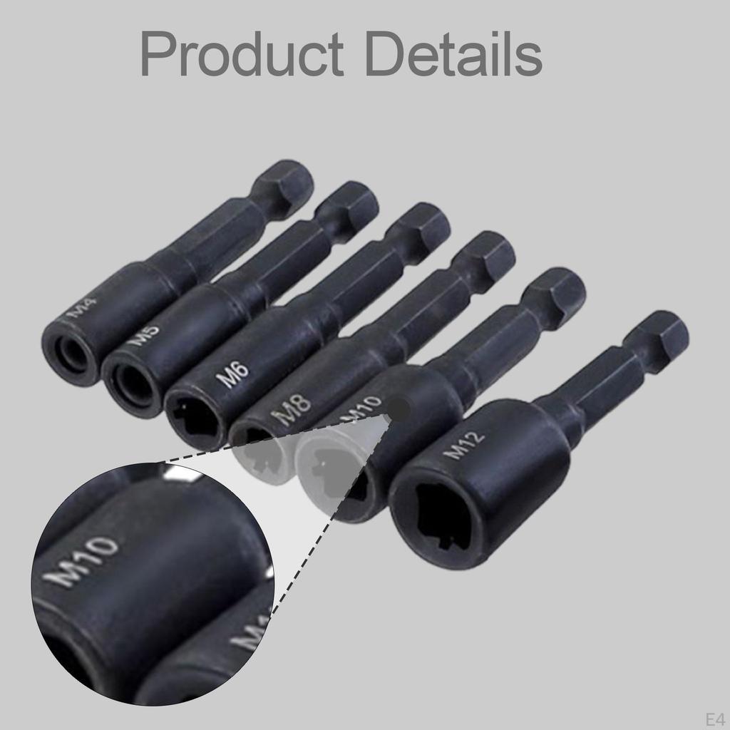 1/4" Hex Shank Alloy Steel Machine Sockets Wrench Set, Air Screwdriver Accessories