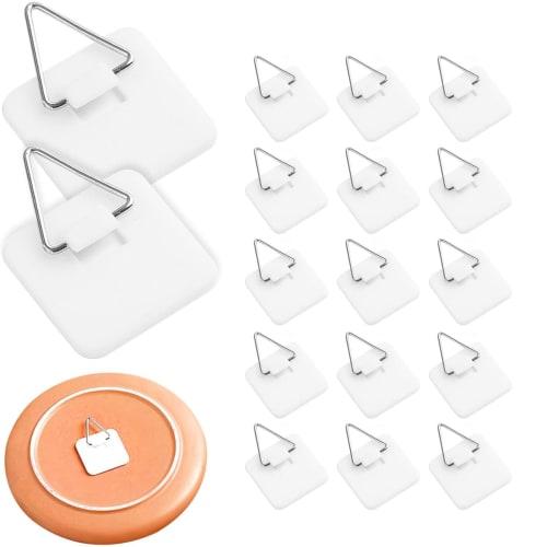 

Set of 15 Triangular Hanging Hooks, Self-Adhesive Wall Hooks for Hanging Plates, Picture Frames, Wall Art, Bathroom and Kitchen Doors, and More