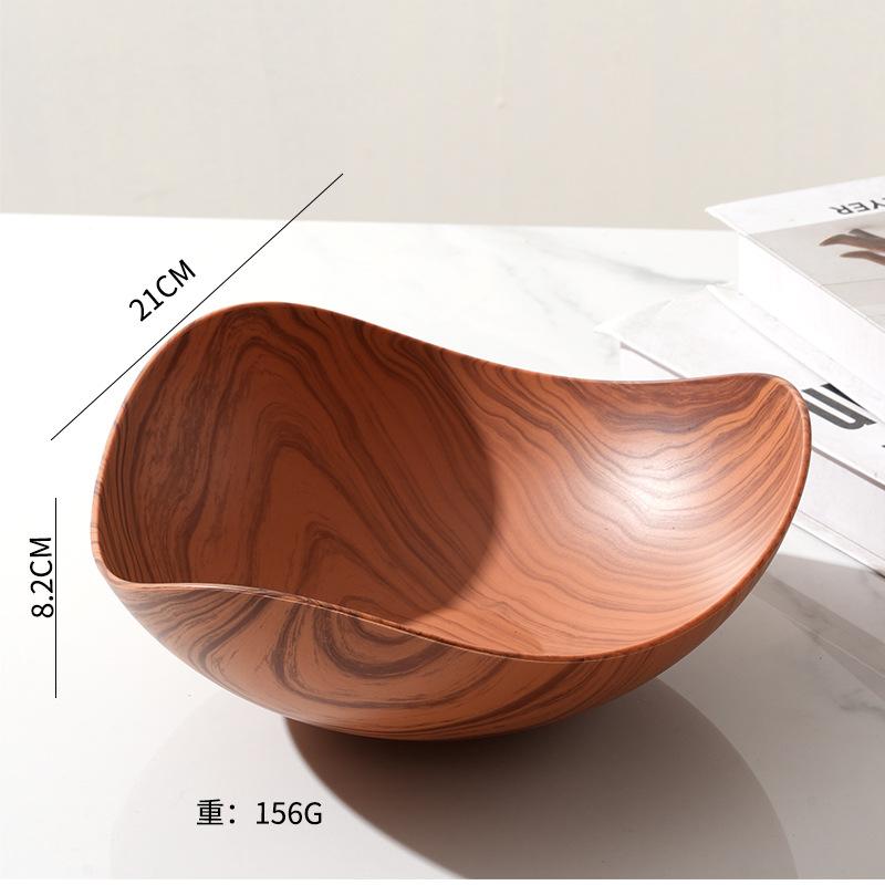 1/2Pcs Imitation Wood Grain Fruit Plate Plastic Dessert Tray Snack Fruit Plate Reusable Household Food Plate Kitchen Supplies