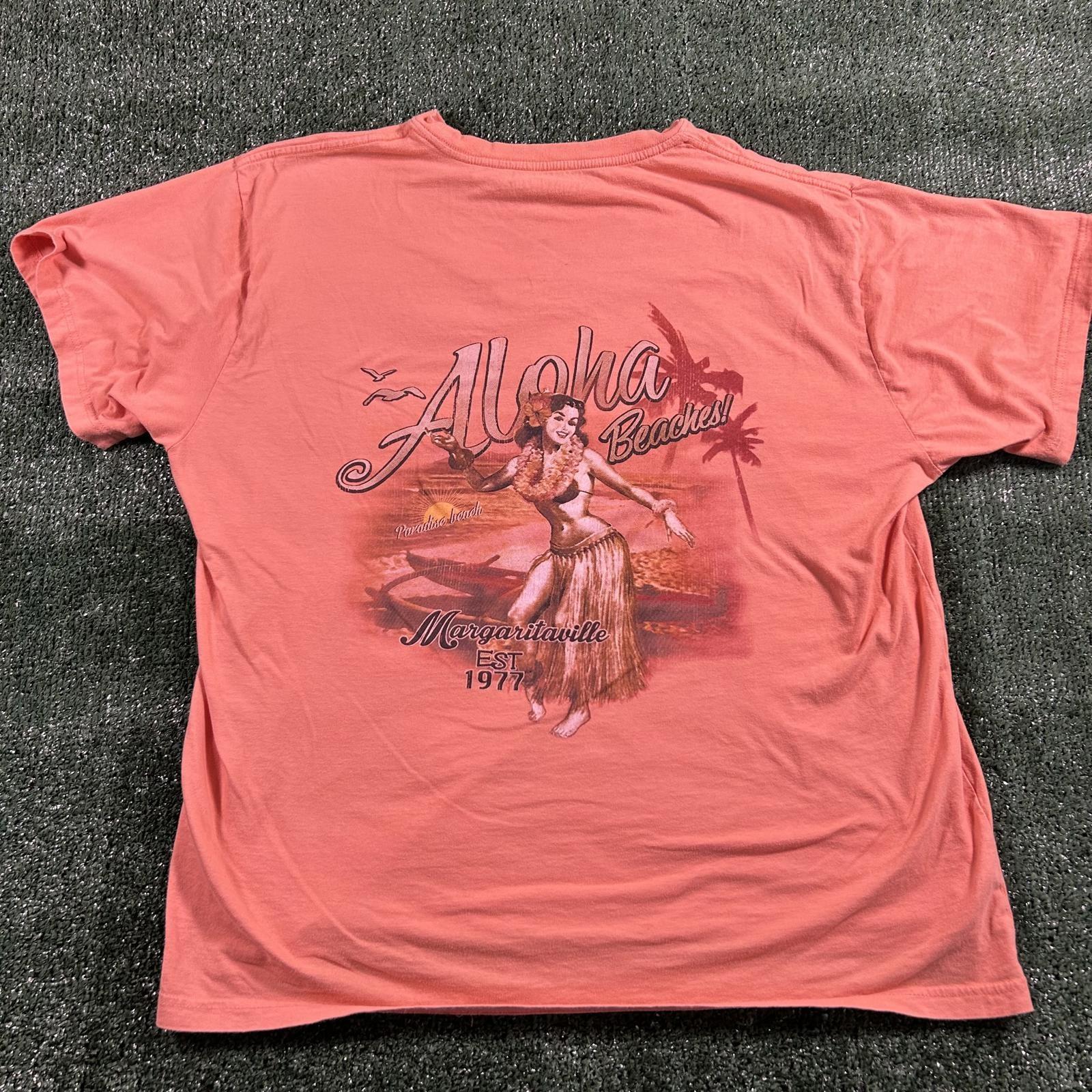 Vintage Style Coral Aloha Beaches T-Shirt. XXL S