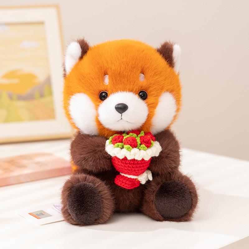 Sehr wertvolles Waschbär und Murmeltier Plüschtier mit umarmendem Blumen-Design für Kinder Geschenk-Sammlung