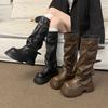 Tide High Boots Women's Head Sleeve Thick-soled Women's Boots Autumn and Winter Design Fairy Style Fashion Boots Casual Boots