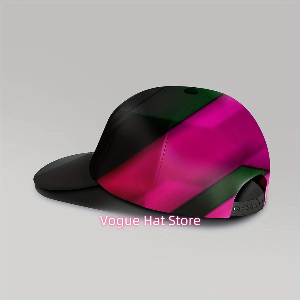 1 pièce Casquette de Baseball Hommes et Unisexe Rose Néon et Noir - Imprimé Intégral - Réglable, Légère Respirante Graphique sur Tout le Corps, Décontractée Funky