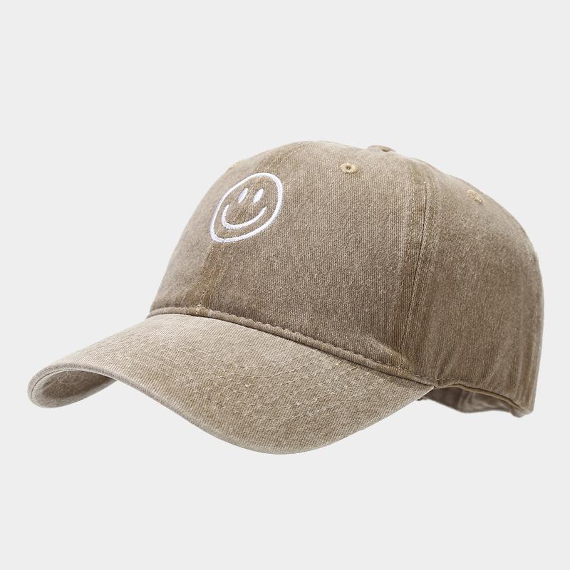 Washed Cotton Baseball Caps Women Men Soft Snapback Hat Outdoor Sport Trucker Gorras Smile Face Embroidery Hip Hop Dad Hat Gifts