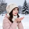 Soft Polyester Warm Knit Cap Hat Retro Winter Slouchy Hat Women Jacquard Star Rolled Autumn