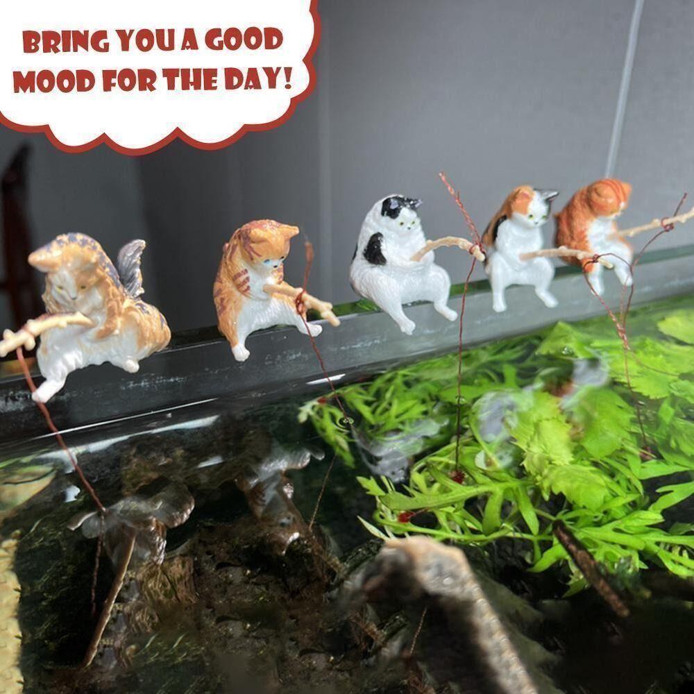 Aquascape Decorative Fishing Kittens DIY Cat Fishing Ornament New Fishing Cat Ornaments  Car