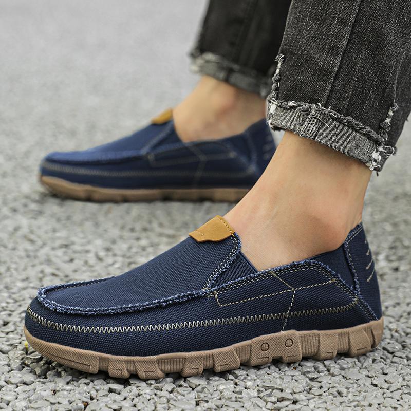 Luxury Brand Men's Casual Shoes Fashion Canvas Man Loafers Slip-on Walking Footwear Breathable Lightweight Lazy Driving Shoes