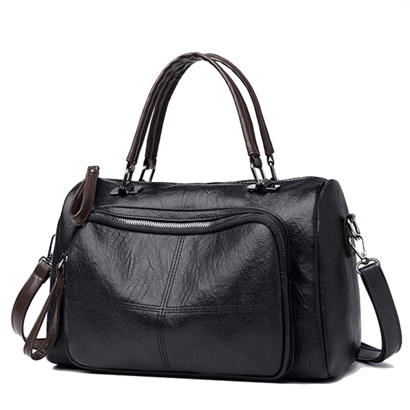 Yogodlns Retro-Umhängetasche für Damen mit großer Kapazität, weiches PU-Leder, lässige Boston-Design-Umhängetasche