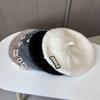 Cloth Knitted Beret Female Sweet Cute Wool Hat Mixed Color Lazy Style Painter Hat