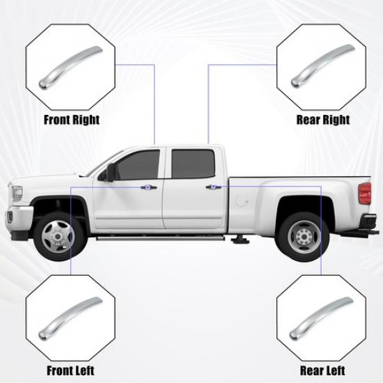 Exterior Door Handle Covers Four  for Chevrolet Silverado Silver Tone