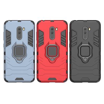 Etui pancernikowe do Xiaomi Pocophone F1, odporne na wstrząsy, z PC+TPU, ochronne tylne etui do Poco F1, z uchwytem pierścieniowym, podstawką