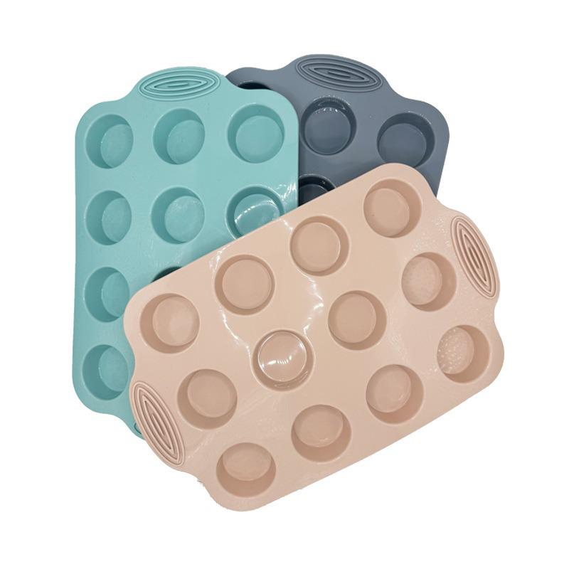 Non-Slip Silicone 12-Cavity Round Muffin and Cake Mold