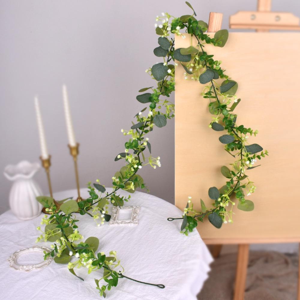 

Flower Vine Artificial Eucalyptus Vine Eucalyptus Leaf Wall Hanging White Jasmine Wreath Decorative Garland 180cm