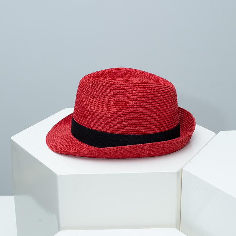 Spring Summer New Fedora Hat for Men Women, British Style Jazz Cap, Outdoor Travel Sun Protection Straw Hat