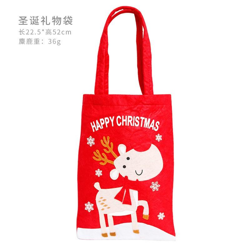 Christmas Decorative Gift Bags With Santa Snowman Reindeer Print Nonwoven Holiday Party Favor Tote