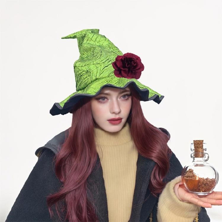 Cappello da Strega da Donna con Fiore da Polso per un Cosplay Comodo ed Elegante per la Celebrazione di Halloween e lo Spettacolo Teatrale