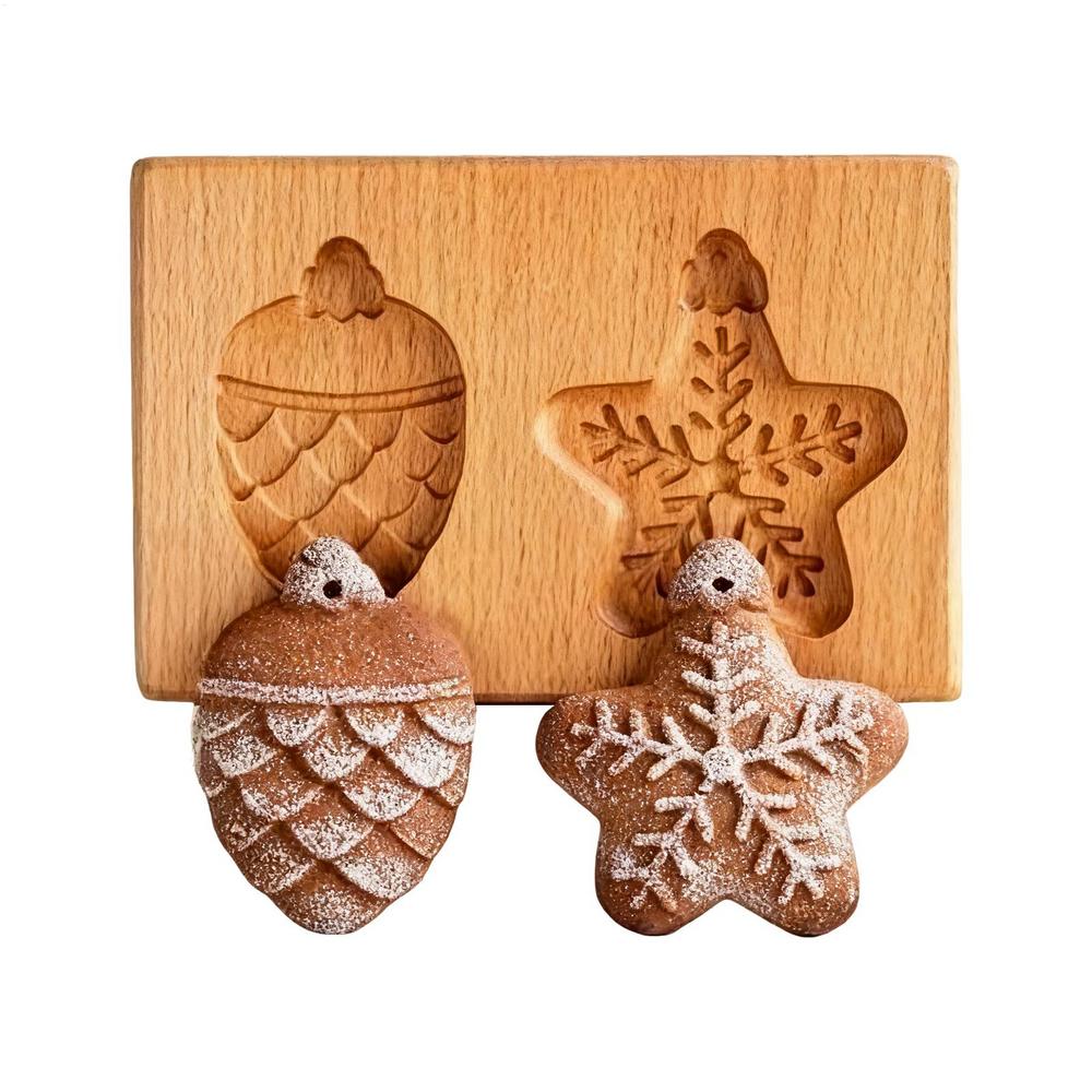 

Wooden Cookie Molds 3D Embossing Stamps Baking Tools Kitchen Supplies for Christmas Gingerbread Clay Craft DIY Pastry Making