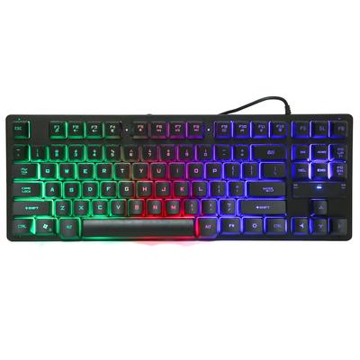 Wired Gaming Keyboard 87 Keys Ergonomic Color Backlit Design Desktop Notebook Computer Accessories