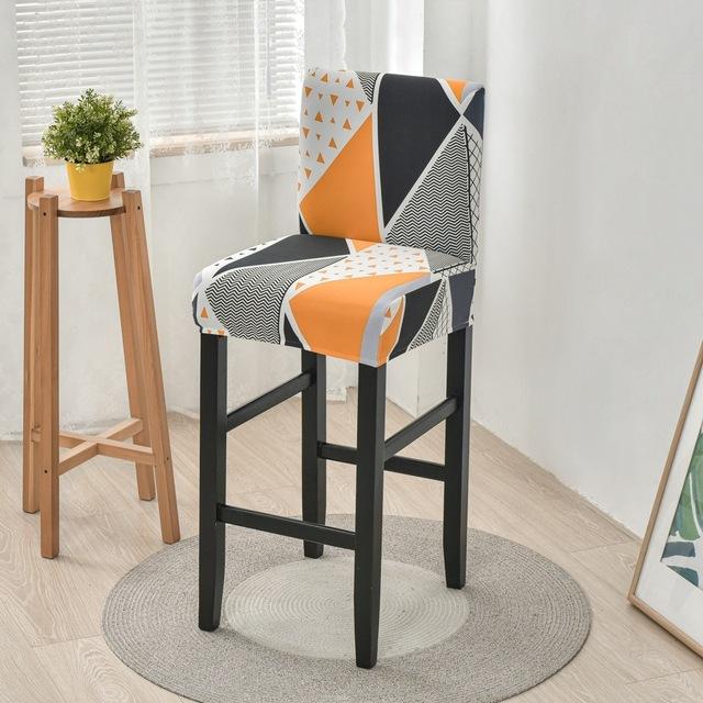Elastic Short Chair Furniture Cover Spandex Fabric Printed Bar Stool Seat Covers Chair Protector Slipcovers For Cafe Dining Space Kitchen Washable