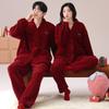 Red Pajamas Women'S Autumn And Winter Flannel Coral Fleece Pajamas Men'S Festive Wedding Couple New Set