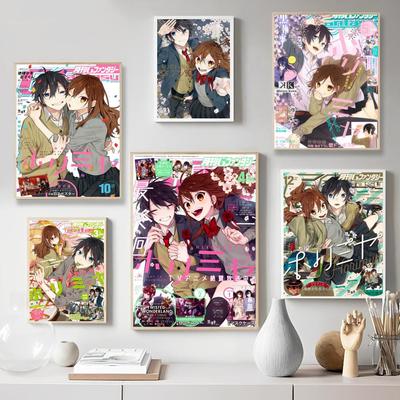 Horimiya Anime Selbstklebendes Poster Kraftpapier Drucke und Poster Heim Zimmer Bar Café Dekor Kunst Wandmalerei