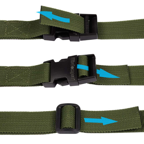 Wisdompro Suitcase Straps, 25mm Wide X 1.2m Long, One-Touch Adjustable Luggage Tie Straps, Packing Straps, Army Green, 2-Pack