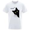 2025 Miauz Schwarze Katze Lustiger Druck Herren T-Shirts Tees Kleidung Sommer Streetwear Tops Männlich Hohe Qualität Locker Baumwolle Kurzarm
