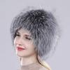 New Russia Winter Real Fur Hat Outdoor Warm Knitted Women Real Fox Fur Bomber Hats Lady Luxury Quality Genuine Fox Fur Caps