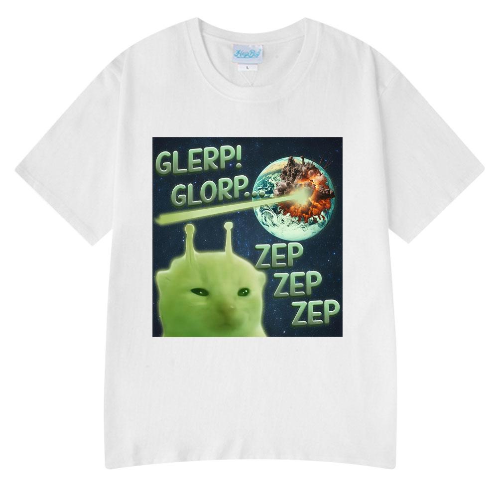 Glerp Glorp Vtipná Mimozemská Kočka Italský Brainrot Meme Tričko Pánské Dámské Grafický Potisk Trička Léto Bavlna Krátký Rukáv Tričko
