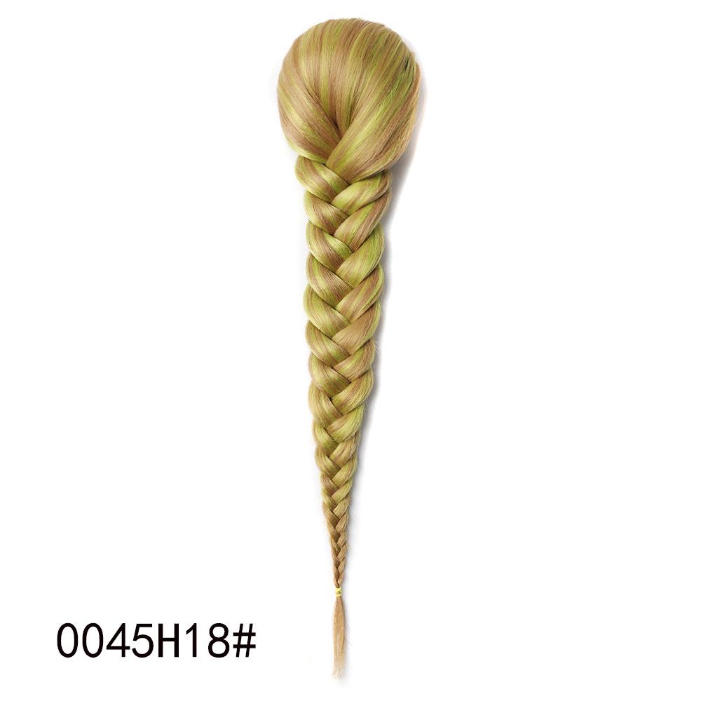 Jeedou Ponytails Hair Braided Plaited Fishtail Fishbone Drawstring Ponytail Extension Rainbow Colorful Chignon Hairpiece