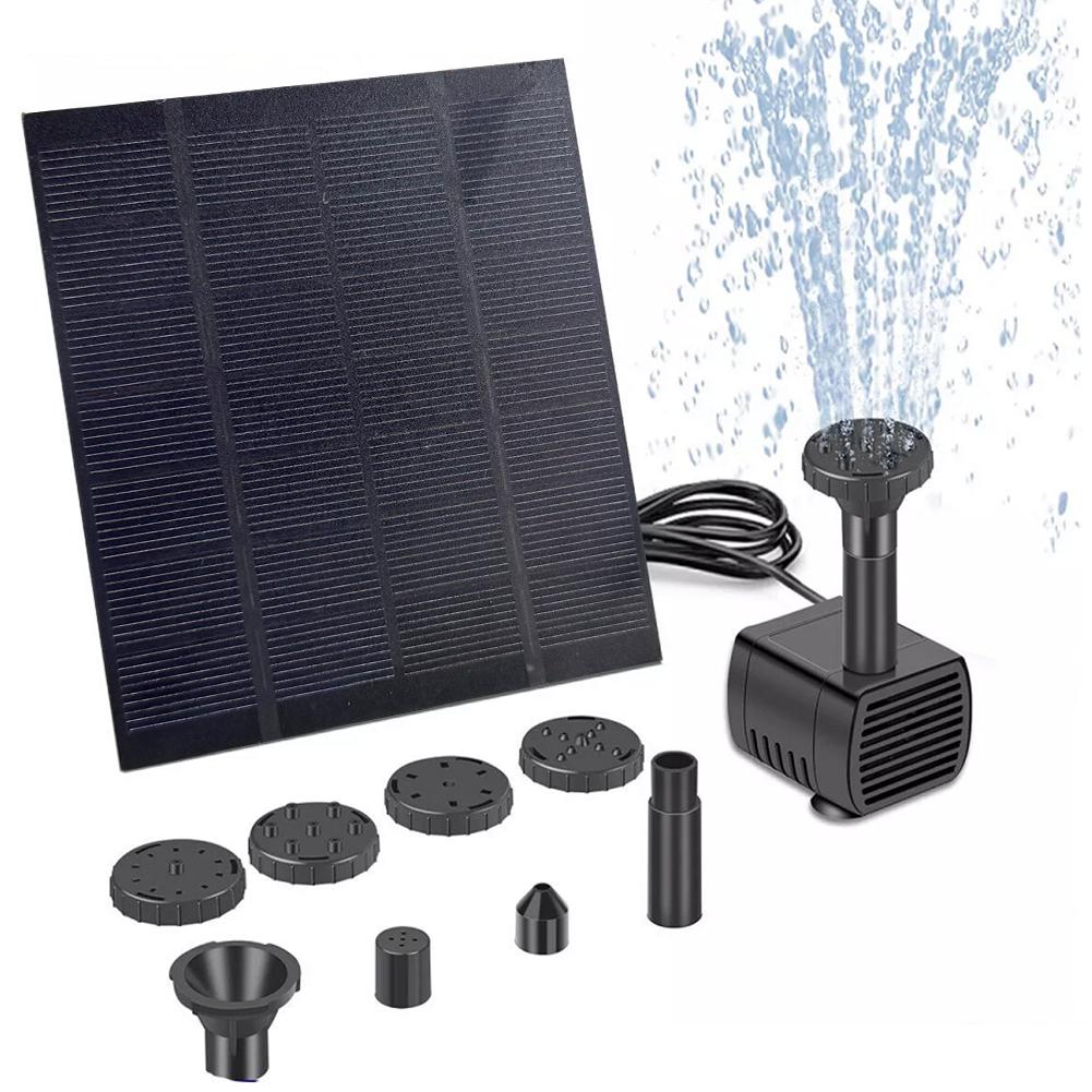 Solar Panel Powered Water Feature Pump with Nozzles Solar Fountain Pond Pump Kit Solar Pond Pump for BirdBath Garden Small Pond