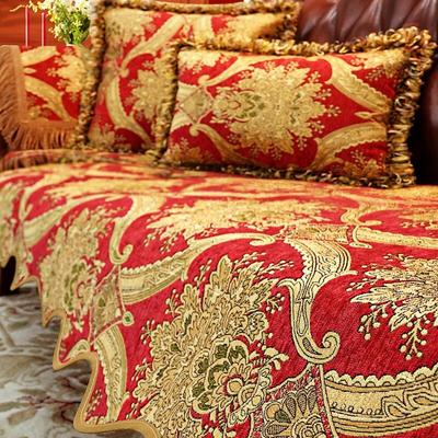European Sofa Cushion Luxury Jacquard Embroidery Sofa Cover Non-slip Cover Cloth Home Decoration Living Room Chenille Slipcover