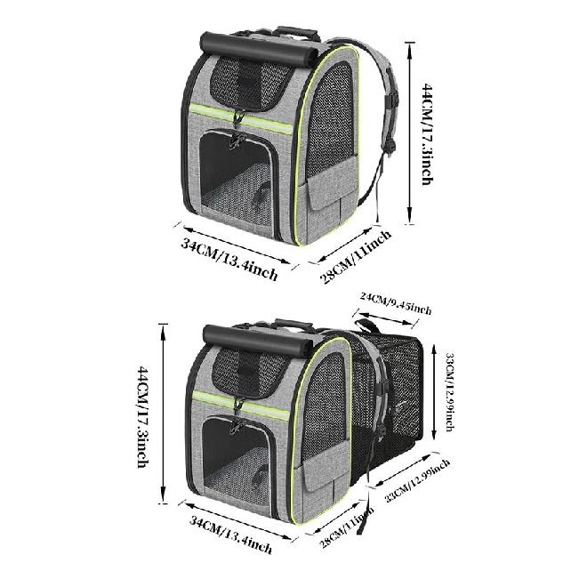 Expandable Pet Backpack Carrier Breathable Mesh Cat Dog Travel Bag Lightweight Expand Side Space Portable Outdoor Pet Knapsack