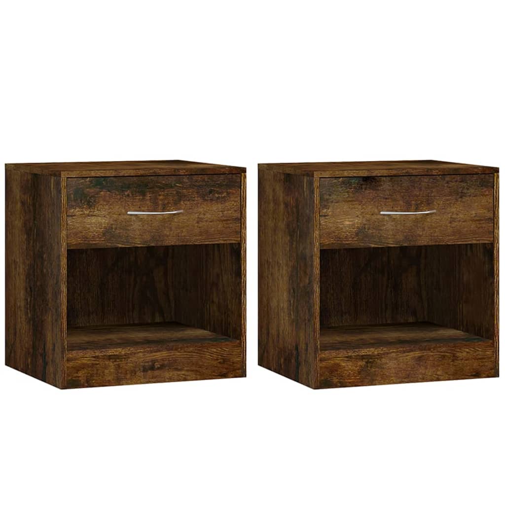 Nightstands 2 Pcs with Drawer Smoked Oak Finish