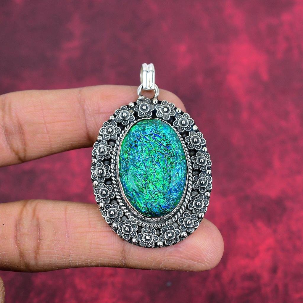 Green Triplet Opal Jewelry, 925 Solid Sterling Silver Pendant, Lovely Jewelry Wedding Gift ,Handmade Gemstone Jewelry Gift For Love