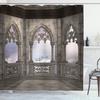 Tenda Doccia Gotica Sala Mistica Oscura con Colonne e Cupola Edificio Santuario Illustrazione Tessuto Stoffa Arredo Bagno con Ganci