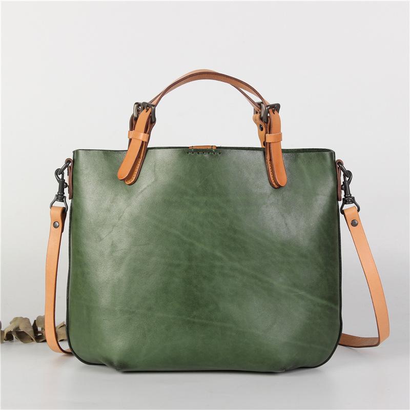 

Genuine Leather Women s Crossbody Bag Retro Artistic Contrasting Tote Bag