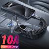 10A USB Type C Fast Charging Cable Spring Telescopic Car Charger Cord For iPhone 17 16 15 Pro Max Xiaomi Huawei USB C Cables