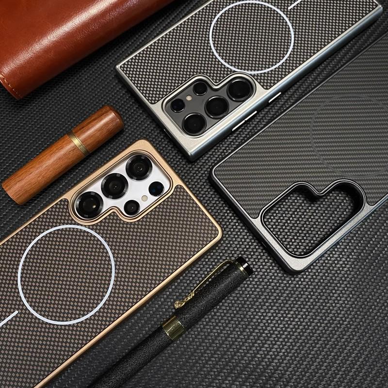 Samsung S25Ultra Case: Slim, Magnetic, Kevlar Carbon Fiber Texture, Anti-Drop, for S24Fe/S23.