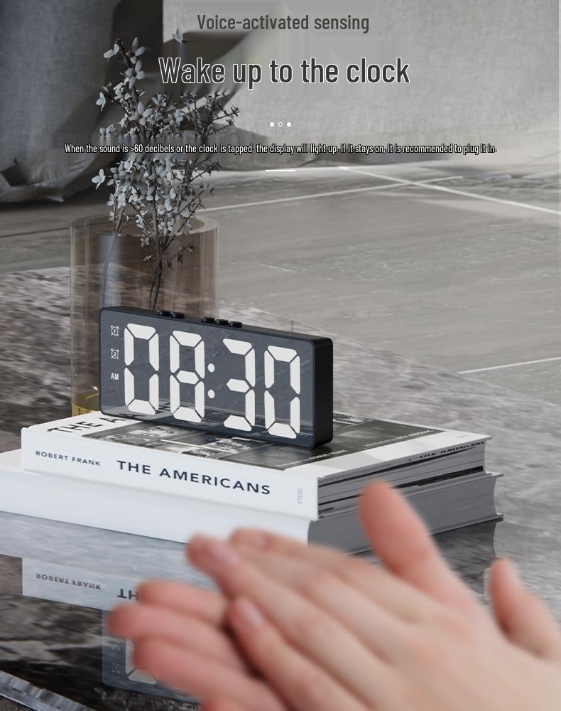 Color Screen LED Dual-Use Alarm Clock with Voice Control & Temperature Display