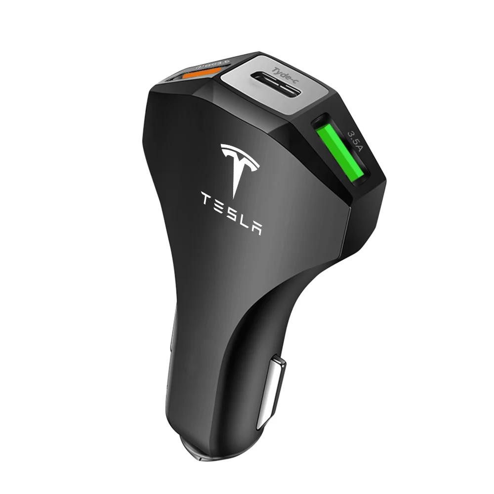 

Car Sticker 2025 Hot Car Charger Type C Fast Charging Auto Mobile Phone Adapter For Tesla Model 3 Y S X Roadster Juguete SpaceX