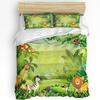Tropical Jungle Cartoon Animal Giraffe Lion Elephant Duvet Cover Pillow Case Bedding Set Quilt Cover Double Bed Home Textile
