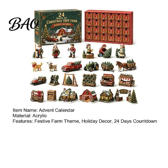 Kids Building Set 2026 Christmas Tree Farm Advent Calendar, 24 Days Countdown Box with Mini Collectible Miniatures Figures And Holiday Accessories for