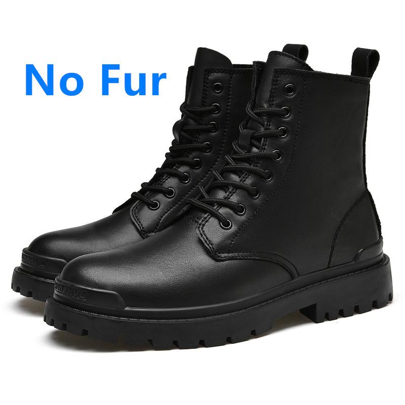 Fashion Genuine Leather Men'S Boots Autumn Winter Warm Snow Boots Men High Quality Motorcycle Boots Military Tactical Mens Shoes